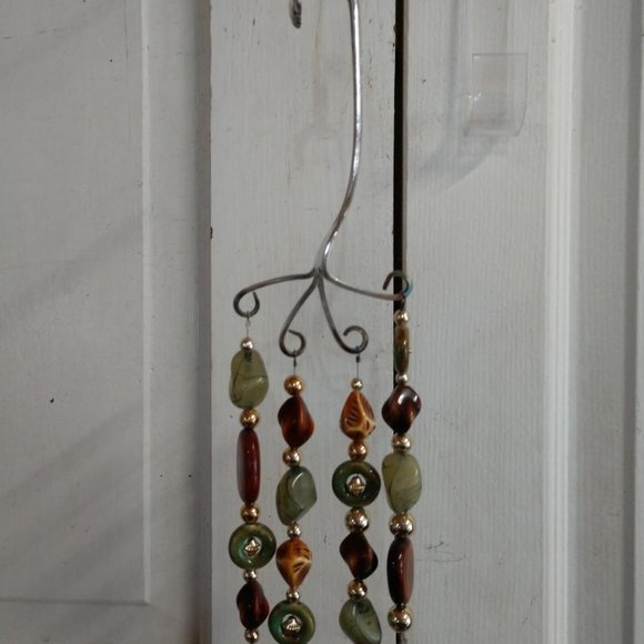 Green/Brown/Gold Handmade Upcycled Recycled Silverware Windchime - Picture 5 of 8